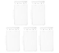 HINTRMENT 5pcs Abs Horizontal Card Holder Sleeve with Secure Protection and Creative Design, Practical for Id Badge and Card Use in Office Or School