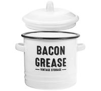 HINTRMENT 600ml Soup Pot Bacon Grease Container Enamel Double Side Handle Easy to Clean Prevents Stains for Restaurant and Dinner Table