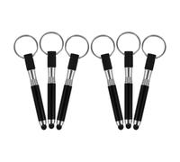 HINTRMENT 6pcs Capacitive Stylus Pens with Keyring Pendant Keychain for Touch Screens and Tablets, Black Alloy Multifunctional Stylus Pens with Wide Compatibility for Smartphones and Mobile