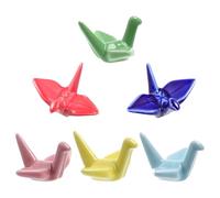 HINTRMENT 6pcs Chopsticks Rack Chopsticks Rest Crane Paper Crane Shaped Ceramic Creative Chic Dining Table Decor Convenient to Clean for Table