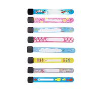 HINTRMENT 8pcs Anti-Lost Wristband Safety Id Wristband PVC Material Adjustable Length Reusable Waterproof Cartoon Pattern Stylish Safety Bracelet for Summer Camp Random Style
