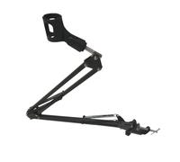 HINTRMENT Adjustable Microphone Stand Metal Suspension Boom Table Bracket with Double-braced Folding Arms 1500g Load Bearing Black Microphone Holder for Broadcasting and Stages