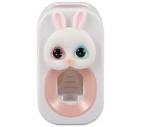 HINTRMENT Automatic Toothpaste Dispenser in Pink Plastic with Adorable Bunny Shape Easy to Use Save Toothpaste Wall Mounted for Bathroom Routine