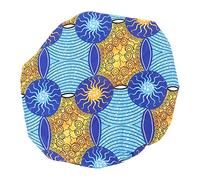 HINTRMENT Blue African Print Sleeping Bonnet for Women Polyester Hair Care Cap with Elastic Band Design Protecting Hair and Keeping Pillowcase Clean for Night Sleep