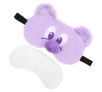HINTRMENT Cartoon Sleep Mask for - Soft Purple Fuzzy Eye Cover with Blackout Light-Blocking, Comfortable Adjustable Headband for Sleeping and Cold/Hot Compress