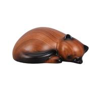 HINTRMENT Cat Memorial Keepsake Box for Pet Ashes Resin Sleeping Cat Shape with Sturdy Secure Lid, Elegant Minimalist Tree Texture Design, Small Indoor Decorative Urn for Loving Pet Owners