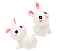 HINTRMENT Charming Collectible Figurines 2pcs Ceramic with Rounded Edges and Corners, White Adorable Bunny Shape Not Easy to Scratch Decor for Homes and Restaurants Table Decoration