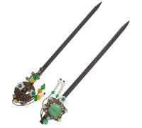 HINTRMENT Chinese Hair Chopsticks Simple Structure, Not Easy to Deform 2pcs with Elegant Flower and Butterfly Shapes, Wooden and Metal Material for Women for Daily Wearing and Party Hair
