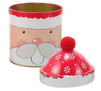 HINTRMENT Christmas Candy Tin with Lid Metal Storage Container for Snacks and Treats Festive Christmas Hat Design Decorative Box for Sharing Joy with Family and Friends