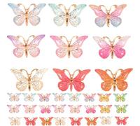 HINTRMENT Colorful Butterfly Charms Unique Random Color 50 Pcs for Jewelry Making and Resin Material with Decorative Effect and Not Easy to Deform and Potted Planter Decoration