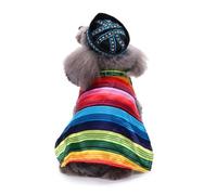 HINTRMENT Creative Halloween Dog Cloak and Clothes Set for Pet Dogs and Puppies, Polyester Material, Comfortable Festival Wear with Colorful Stripes and Funny Ethnic Patterns, Size Xl