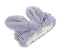 HINTRMENT Cute Bunny Ears Headband for Women, Soft Plush Fabric Makeup and Face Washing Headband Secure Fit, Suitable for Hair Types, Blue Elastic Hair Band for Skincare and Daily Use