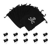 HINTRMENT Drawstring Bag Coin Pouch Black Pirate 20pcs with Halloween Pattern, Sturdy Polyester for Candy and Cookies, for Halloween Party Decoration and Pirate Theme Events