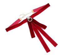 HINTRMENT Elegant Faux Pearl Bow Tie in Red Velour for Graduation Party, Bachelor Uniform Tie that Holds Stable Shape and Doesn't Hurt Clothes, for Banquet and Photo Occasions