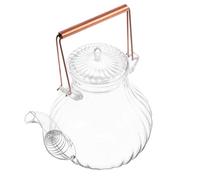 HINTRMENT Glass Tea Pot Heating Water Kettle Decorative Tea Pot Retro Elegant Copper and Glass 800ml Simple and Generous Shape Suitable for Induction Cooker and Stove Home Use