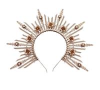 HINTRMENT Goddess Crown Headband Lolita Crown Headpiece Plastic Decorative Hair Accessory Elegant and Delicate for Women Brides Prom and Dance