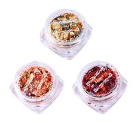 HINTRMENT Gold Foil Gilding Flakes Easy Storage with Separate Boxes 3 Boxes Create Unique Style with Beautiful Metallic Foil Flakes for Nail Art Decoration and Jewelry Crafts