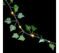 HINTRMENT Green Leaf String Garland with LED Lights, Decorative Artificial Vine Lamp String for Garden and Home Decoration, Plastic Material, Battery Operated for Creating Pleasant