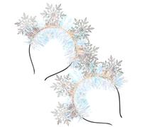 HINTRMENT Headbands Composite Leather and Felt Cloth Snowflake 2pcs Hair Christmas Accessories Comfortable for Hair Ornaments Festive Hairbands Holiday Season Party