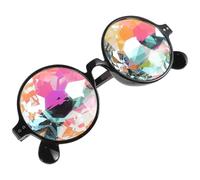 HINTRMENT Kaleidoscope Glasses with Rainbow Crystal Lens Lightweight UV Protection to UV 400 Black Resin and PC Frame Festival Costumes Halloween Parties Accessories