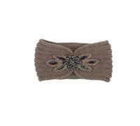HINTRMENT Knitted Headband in Woolen Yarn with Flower Pattern, Comfortable and Warm Hair Band for Girls, Minimalist Winter Headwrap Protecting Hair from Wet in Khaki