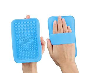 HINTRMENT Makeup with Water Fillable Feature Hand Held Design Brush Pad Silicone Cleaning Brush Washing Mat