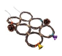 HINTRMENT Natural Wooden Hanging Circle Bird Cage for Parrots and, Chew and Play Accessory Made of Pine Cone and Wood, Maintains Mental and Physical Health, Suitable for Hanging
