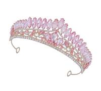 HINTRMENT Pink Rhinestone Crown Headband for Women Bridal Crown Zinc Alloy Material, Comfortable and Light, Unique Design, Fine Details, for Party and Multi-occasion Application