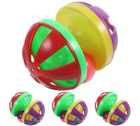 HINTRMENT Plastic Cat Ball Random Color 4pcs with Double Bells, Interactive Cat Teasing Balls Colourful Chic Design for Fun Play and Building Trust for Pet Supplies
