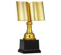HINTRMENT Reading Trophy Cup, Gold Plastic Book Shaped Award for Reading Competition, Reading Awards for Little Friend, Library Winner Prize