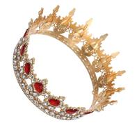 HINTRMENT Red Rhinestone Bridal Hair Accessories Crown for Women, Vintage Retro Baroque Design with Comfortable Fit and Crafted for Longevity, for Weddings, Birthdays, and Theatrical