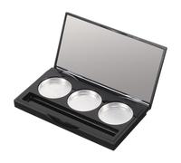 HINTRMENT Refillable Matte Black Rectangular 3-Compartment Eyeshadow Palette with Brush Slot, Portable Cosmetic Organizer for Travel Makeup Storage and Empty Magnetic Eyeshadow Pans