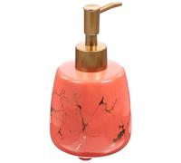 HINTRMENT Refillable Press Pump Lotion Dispenser Bottle with Anti-rust Ceramic Pump Portable Travel Shampoo Container for Bathroom Hand Soap Body Wash Compact Sturdy Design in Orange Marble