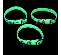 HINTRMENT Reflective Cat Collars, 3Pcs Glow in the Dark Silicone Cat Collars with Bells - Anti-Lost for Pet Cats Parties