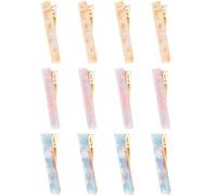 HINTRMENT Retro Hair Barrettes with Marble Patterns Acetate Material for Women 12 Pcs Lightweight and Secure Grip Hair Clips Suitable for Office and Everyday Wear