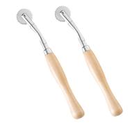 HINTRMENT Round Delimit Scribe Wheel Stainless Steel with Wooden Handle 2pcs Scanning Line Cross- Tool for Tailor Sewing and Handcraft Applications