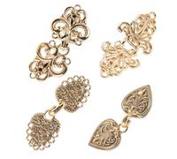 HINTRMENT Scarf Clips Reliable Fastening and No Damage to Clothing 4pcs Golden Zinc Alloy with Creative Hollowout Style Shawl and Blouse Brooches for Women’s Casual and Beach Wear