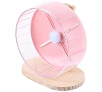 HINTRMENT Silent Hamster Exercise Wheel 20cm Wooden Stand, Small Chinchilla and Hedgehog Cage Wheel for Quiet Pet Activity and Rat Running