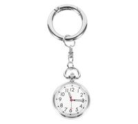 HINTRMENT Silver Hanging Pocket Watch and Stainless Steel Glass Design for Nurses with Glow the Dark Pointer Portable Watch that Can be Fixed on Work Clothes, for Staff and Holiday Gift