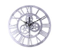 HINTRMENT Silver Retro Gear Wall Clock Large Vintage Industrial Hanging Clock for Office Decor