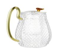 HINTRMENT Teapot with Sturdy Fish Scale Texture 600ml Borosilicate Glass Heat-Resistant with Stovetop Safety and Fine Craftsmanship and Direct Flame Heating Suitable for Home Use