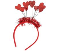 HINTRMENT Valentines Day Hair Accessory Red Leather Heart Shaped Headband with 10 Sparkling Sequin Hearts, Unique Costume Accessory to Party Atmosphere for Celebration and Cosplay