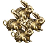 HINTRMENT Vintage Brass Charms Keychain Pendants Golden Retro Style 4pcs with Practicality That Never Goes of Style for and Keychain Pendant Use