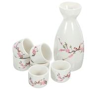 HINTRMENT Vintage Japanese Ceramic Sake Set Including 250ml Flagon and 30ml Cups, Classic Retro Style Ceramic Rice Wine Pot for Bars and Restaurants, Practical and Beautiful End Table