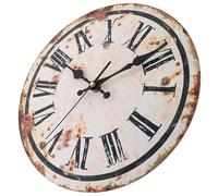 HINTRMENT Vintage round Decorative Wall Clock Retro Chic Design Density Board Material Non-ticking Low Noise Silent Operation for Wall Hanging Decor in Living Room
