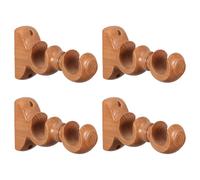 HINTRMENT Wooden Curtain Rod Support Brackets 4pcs Double Bracket Structure with Thickened Base for 29mm Diameter Rods Khaki Colour Nordic Suitable for Living Room and Window Drapery