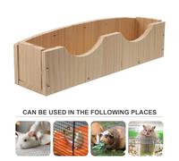 HINTRMENT Wooden Large-capacity Rabbit Feeder with Hanging Hay Rack and Fixed Rectangular Food Basin for Hamsters, Guinea Pigs, and Small Animals