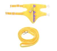 HINTRMENT Yellow Dinosaur Pet Vest Leash for Guinea Ferret and Bunny, Comfortable Short Plush and Non-woven Fabric Harness Reducing Neck Strain, for Walking and Controlling Pet Behaviour