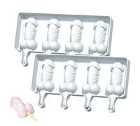 Hintyne 2Pcs Popsicles Molds, 4 Cavities Novelty Penis Silicone Popsicle Molds, Creative Penis Cake Pan for Adult Party Silicone Ice Pops