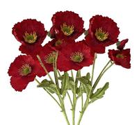 Hintyne 3Pcs Poppies Flowers Artificial, Real Touch Long Stems Fake Poppies, Silk Red Artificial Flowers for Wedding Home Kitchen Decor